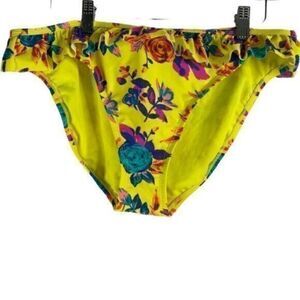 Xhilaration Floral Ruffled Bikini Bottoms Yellow XL NWT
